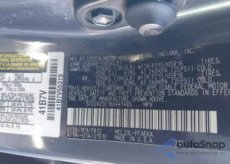 2006 Toyota Sienna Ce from USA, damaged, VIN 5TDZA23C16S441485